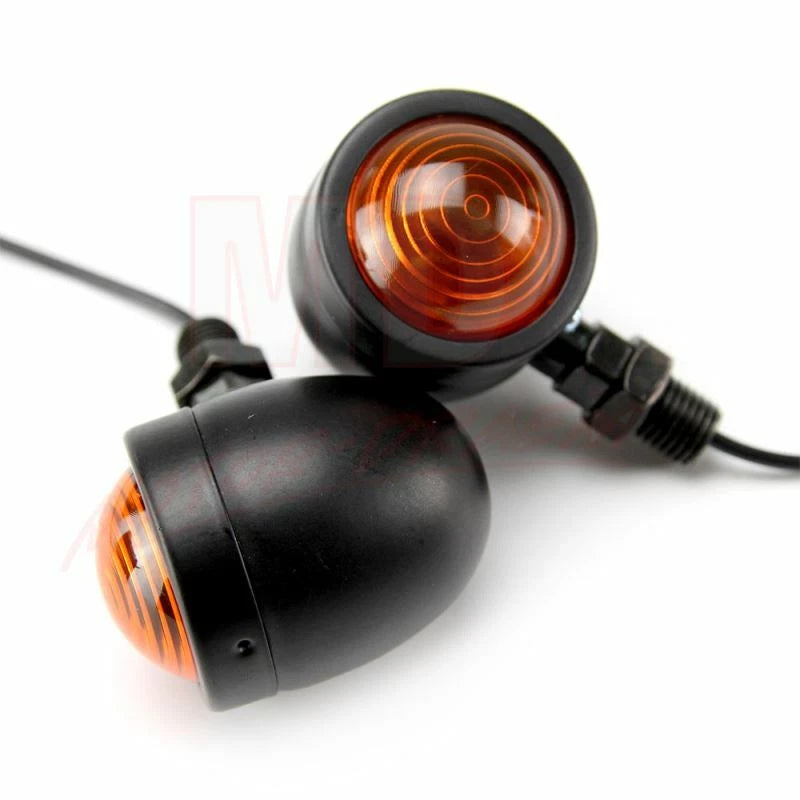 2X Turn Signal Lights for Motorcycle (Mini Bullet, Amber)
