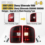 Tail Lights for Chevy Silverado 1500 2500HD 3500HD (2007–2013) Red Black Upgrade