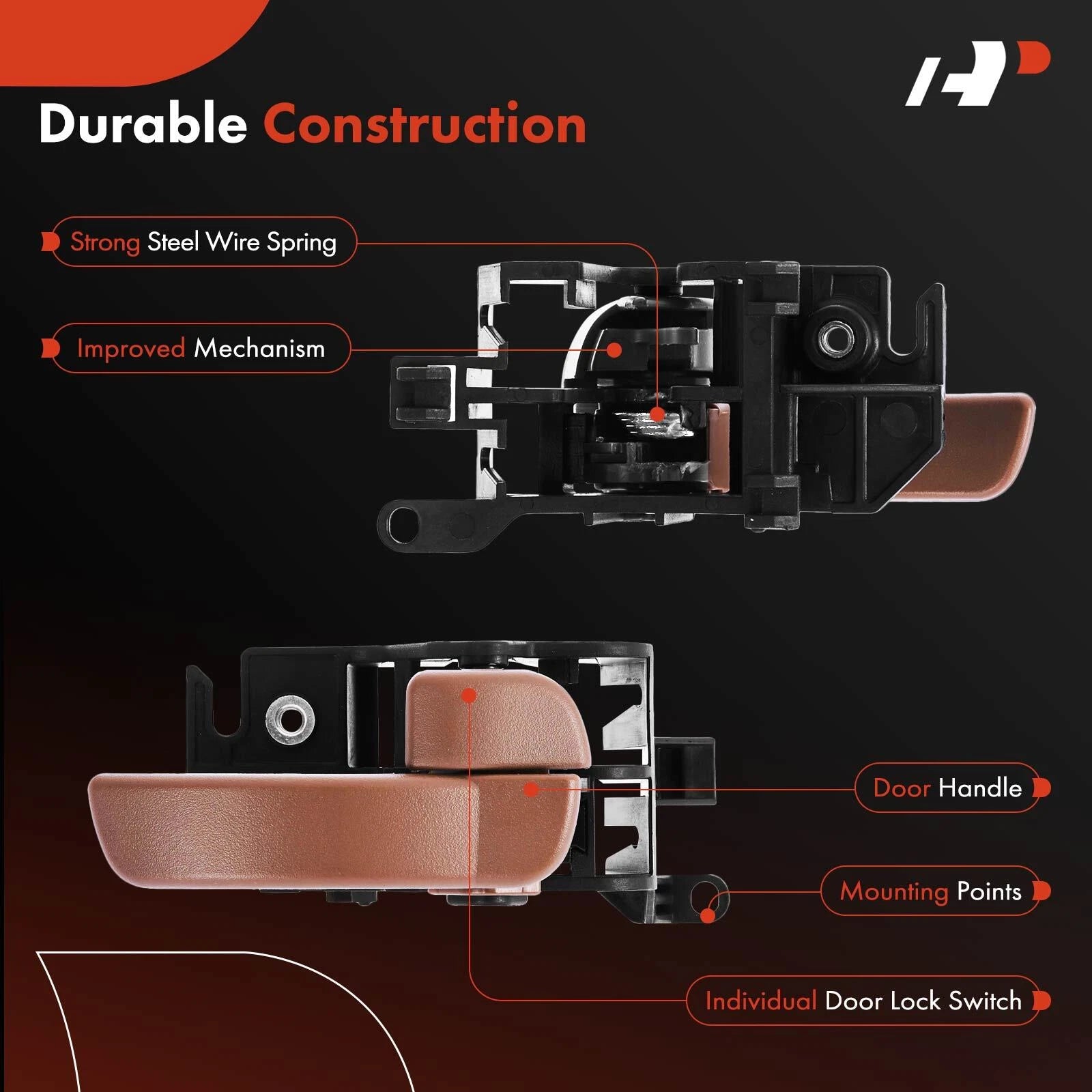 Right Interior Door Handle for Nissan Frontier (2005-2019) Brown Textured