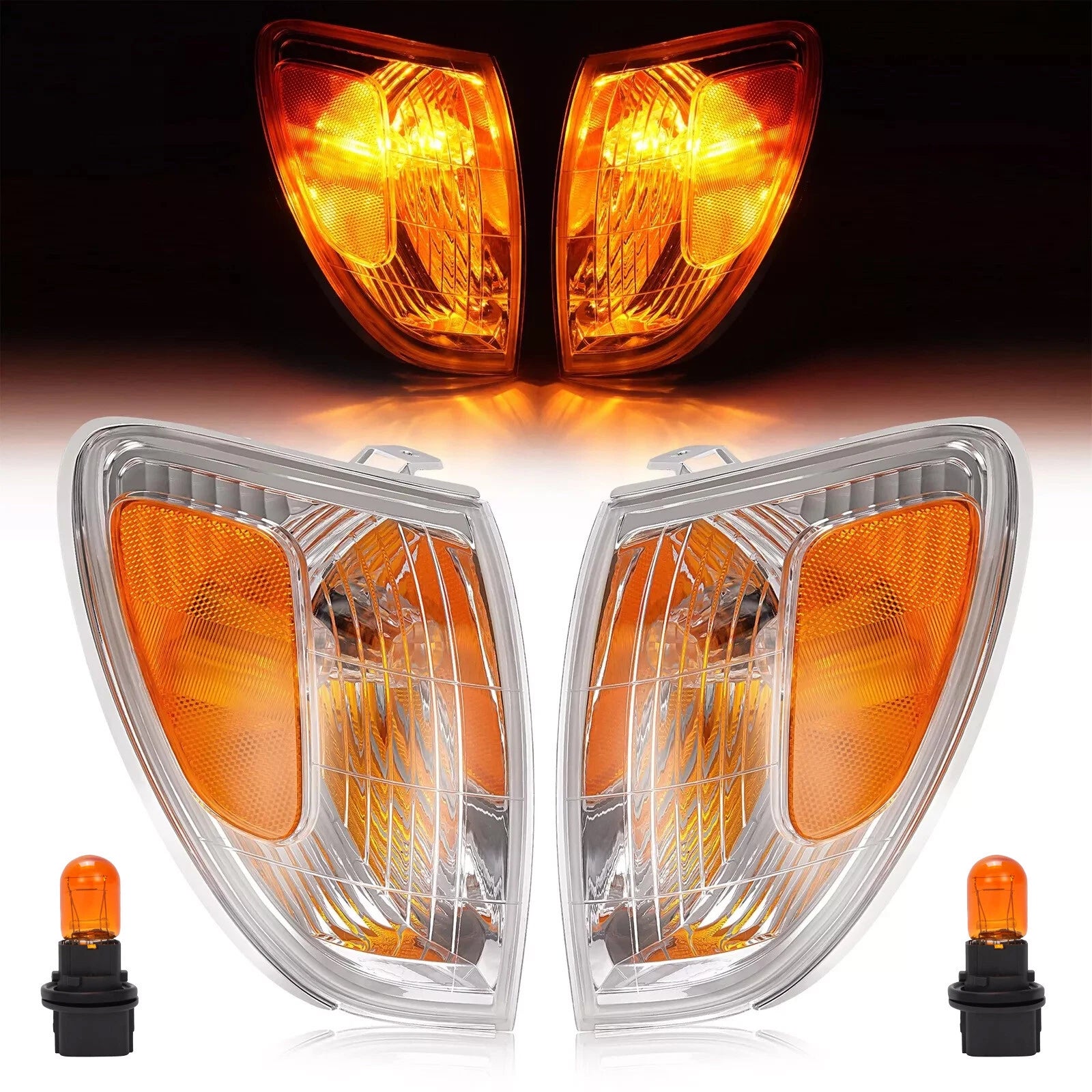 Chrome Amber Corner Lights Signal Marker Lamps for Land Cruiser (1998–2004)