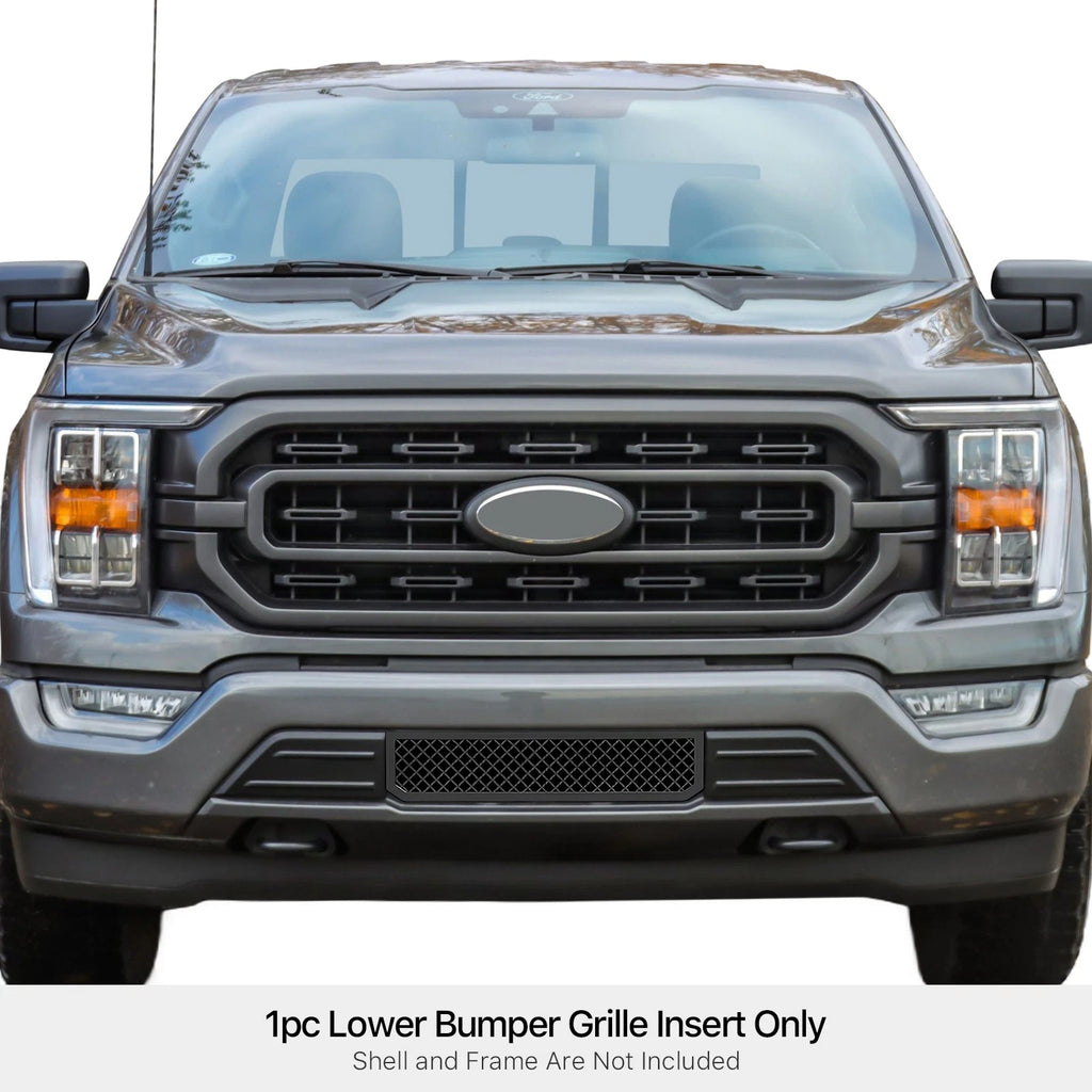 Lower Bumper Grille Insert for Ford F-150 (2021-2023) Black Mesh Stainless