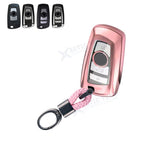 Pink Remote Key Fob Shell Case Cover w/Keychain for BMW 2–5, X3–X4 (2014–2019)