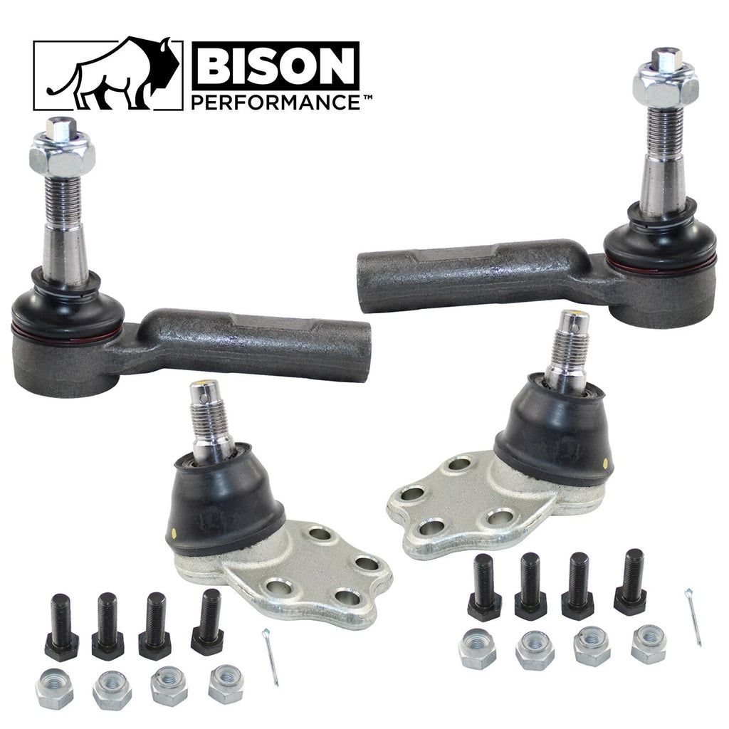 Set of 4 Front Outer Tie Rod Ends & Lower Ball Joints for Dodge RWD