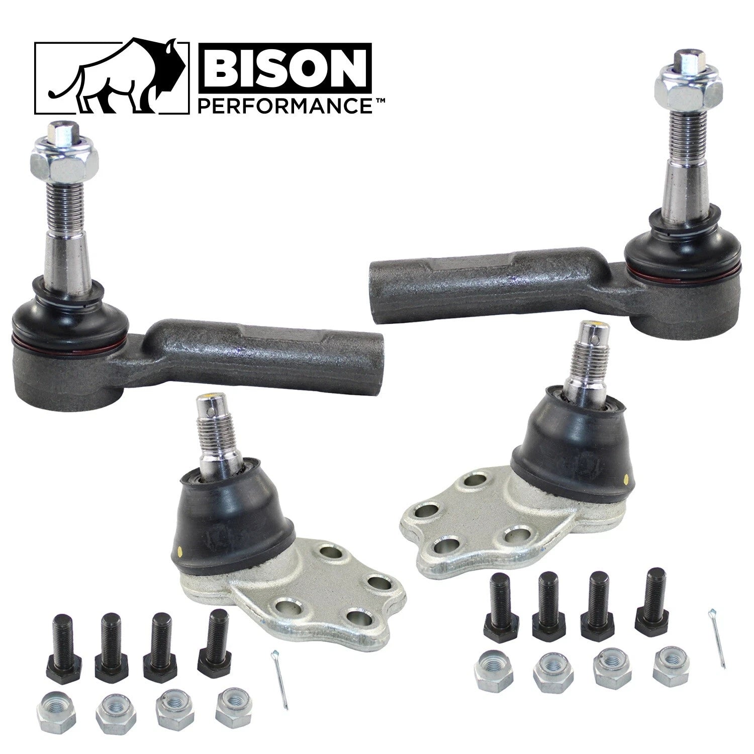 Set of 4 Front Outer Tie Rod Ends & Lower Ball Joints for Dodge RWD