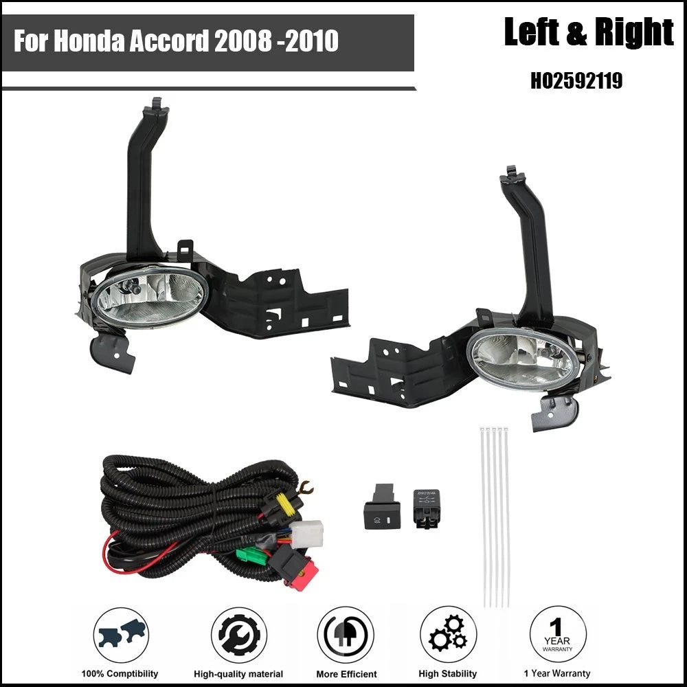 Fog Light Lens Set for Honda Accord (2008–2010) Chrome