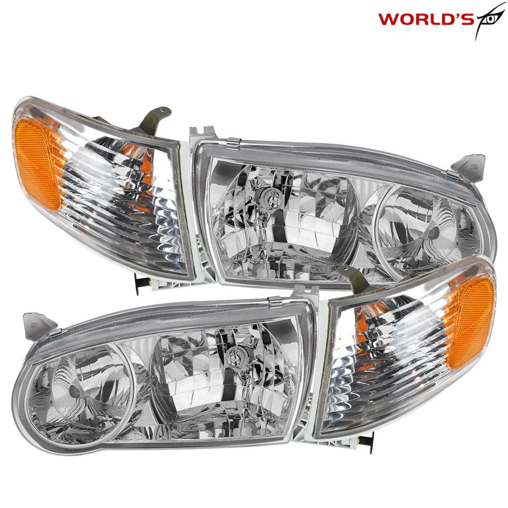 Set of 2 Headlights for Toyota Corolla (2001–2002) with Corner Signal Lamp