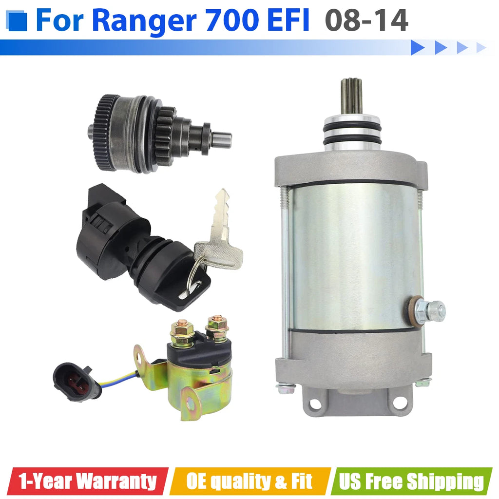 Starter for Polaris Ranger 700 4x4 EFI Crew (2008–2014) W/Bendix, Relay, Switch
