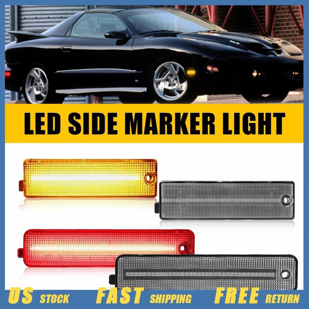 4X Clear Lens Amber Red LED Side Marker Light for Pontiac Firebird (1998–2002)