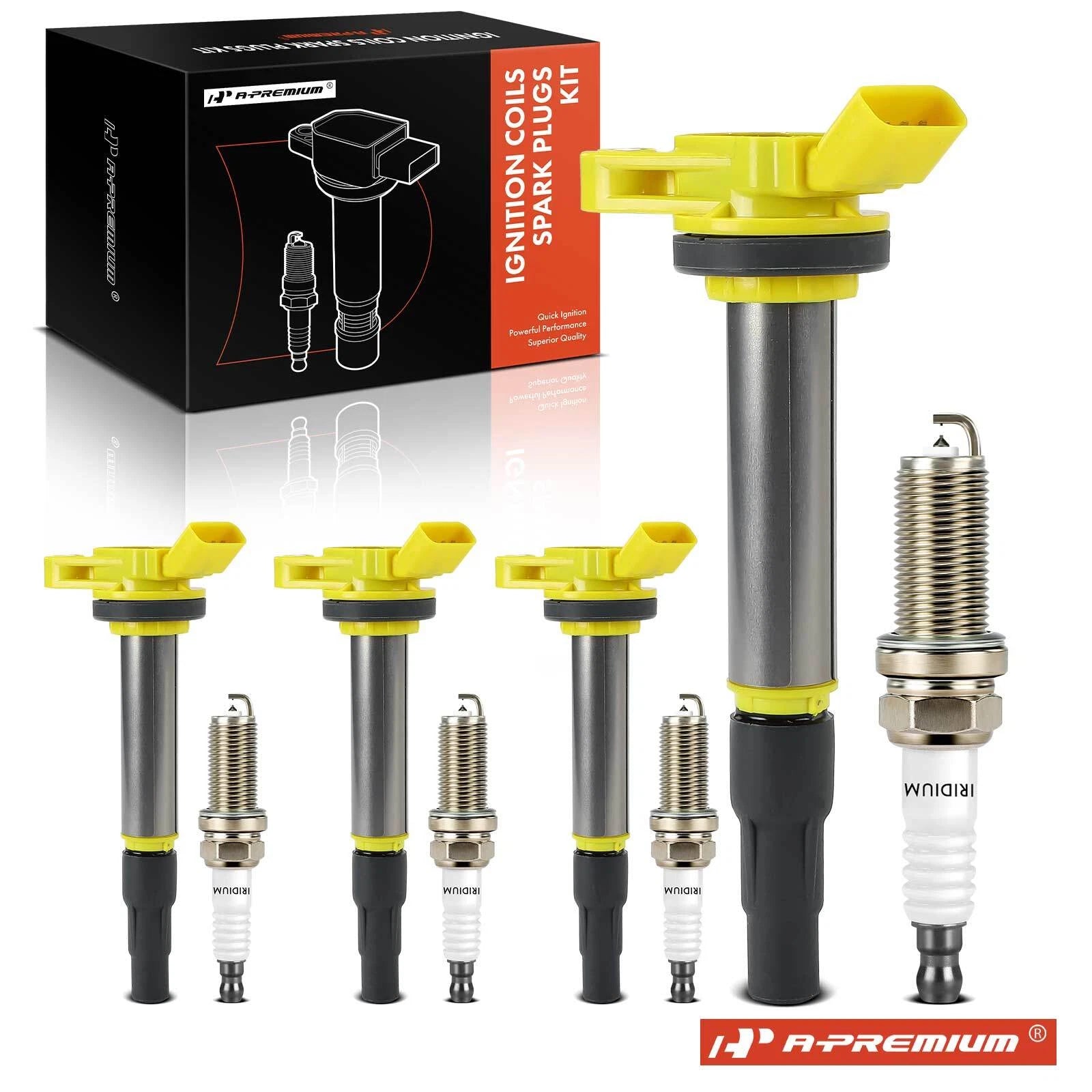 4-Pack Ignition Coil and Iridium Platinum Spark Plug for Toyota Corolla (2014-2019)
