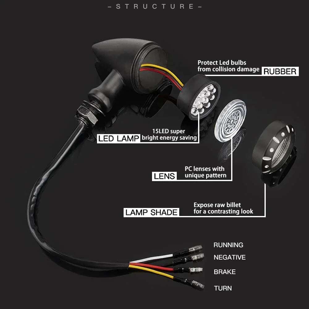 LED Turn Signal Indicator Lights for Motorcycle Red/Amber