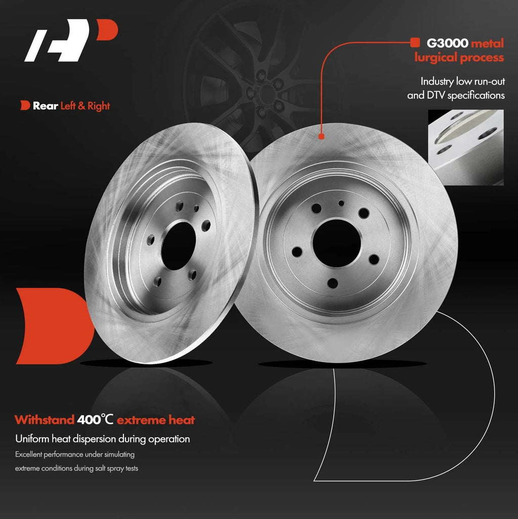 Set of 2 Rear Disc Brake Rotors & Ceramic Pads for Ford Explorer (2011–2017)