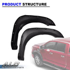 Set of 4 Pocket Rivet Style Fender Flares for Nissan Titan (2004–2015)