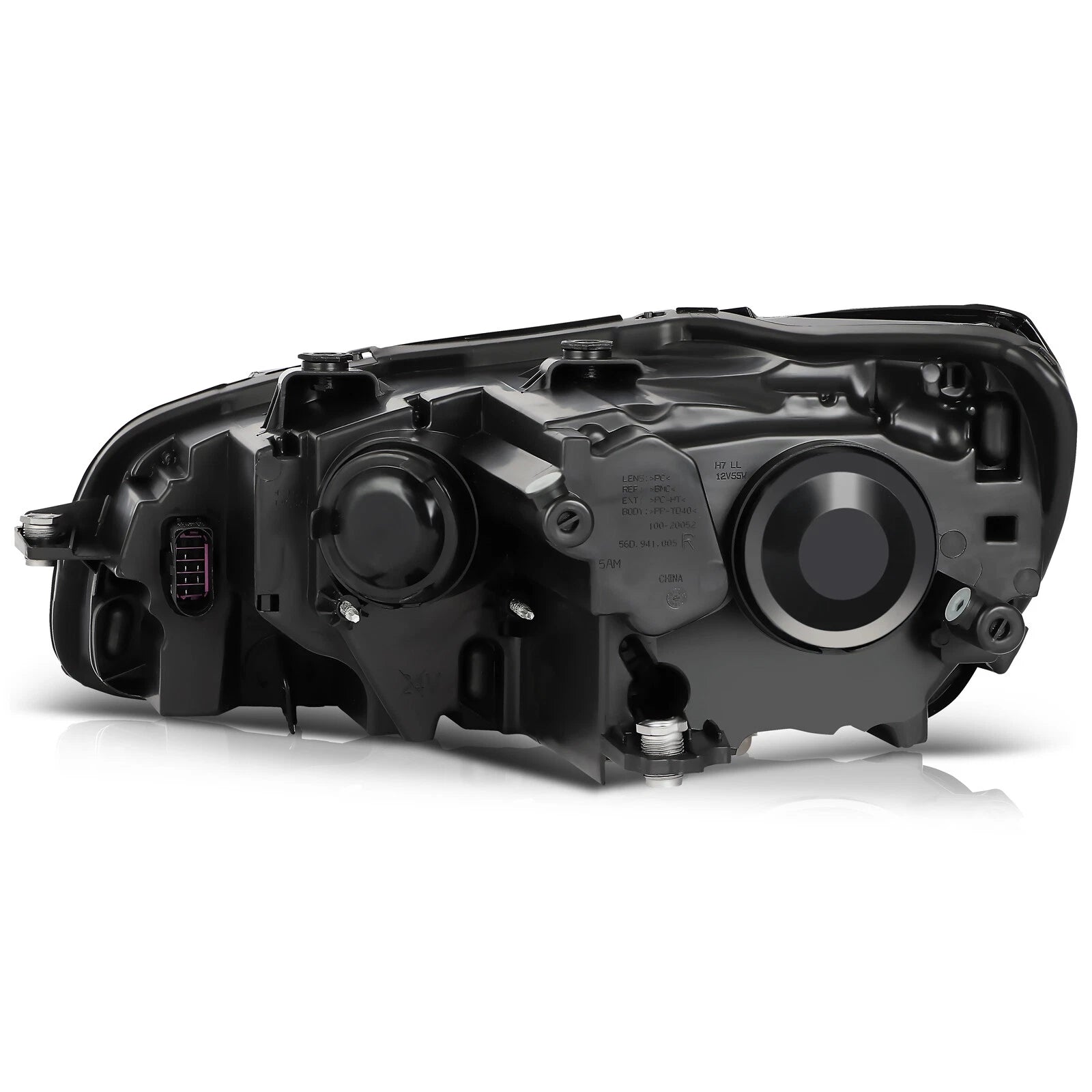 Set of 2 Black Housing Headlights for Volkswagen Passat (2012–2015)
