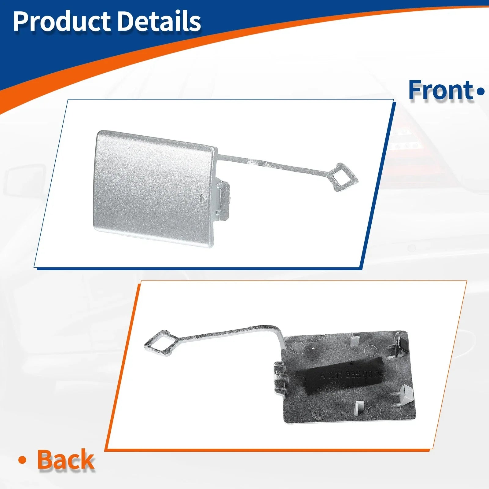 Front Car Bumper Tow Hook Cover for Mercedes-Benz (2003-2012) Silver Tone