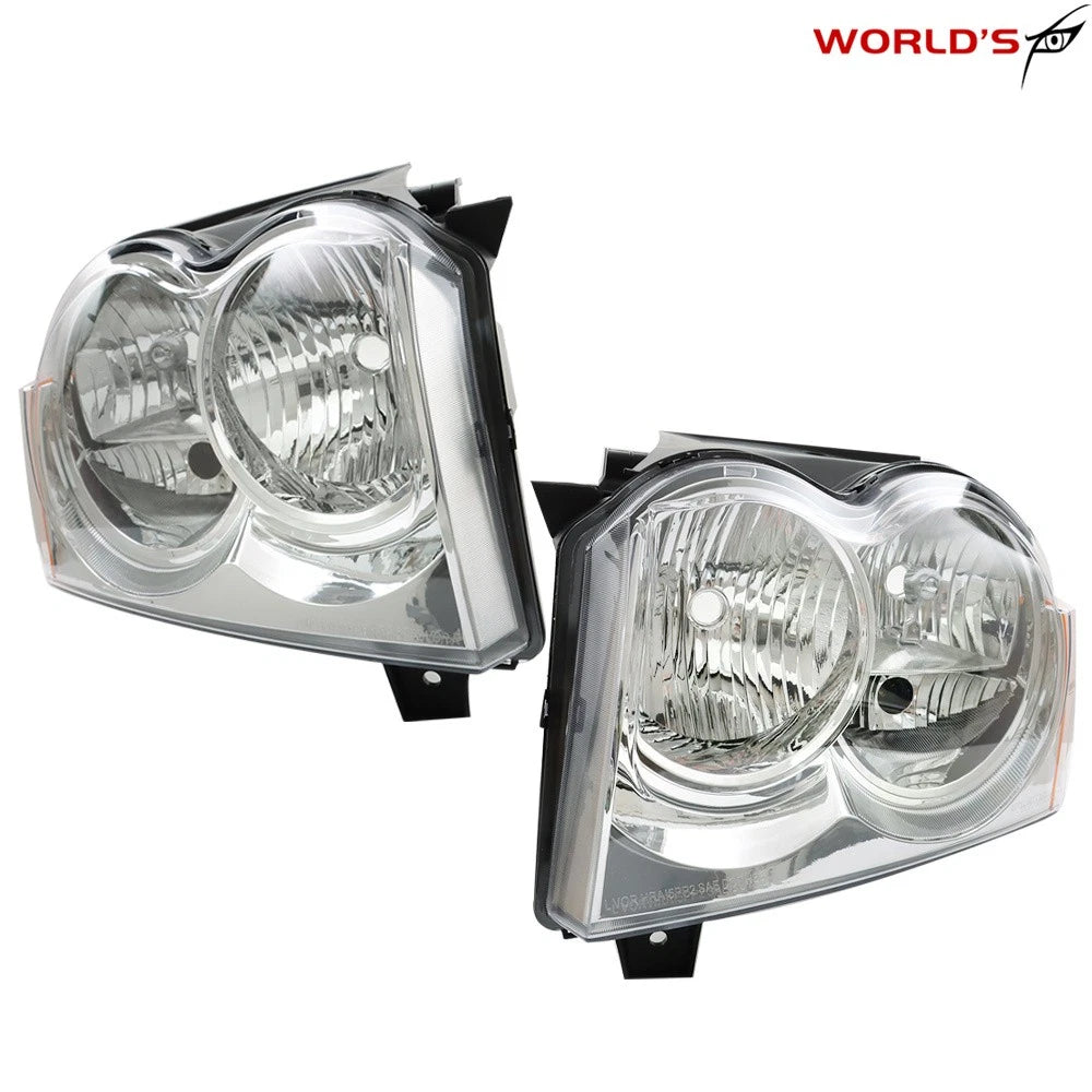 Set of 2 Headlight Assemblies for Jeep Grand Cherokee (2005–2007) Chrome
