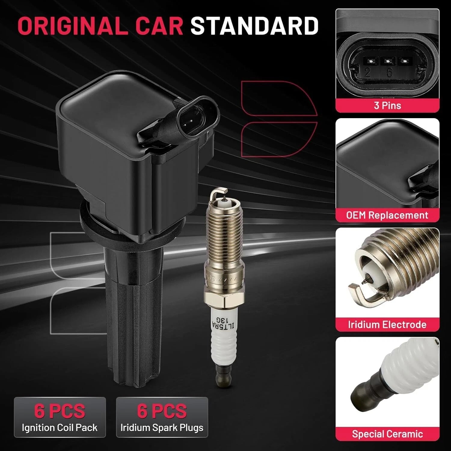 Ignition Coil & Iridium Spark Plug Set of 6 for Chevrolet Colorado (2007–2012)
