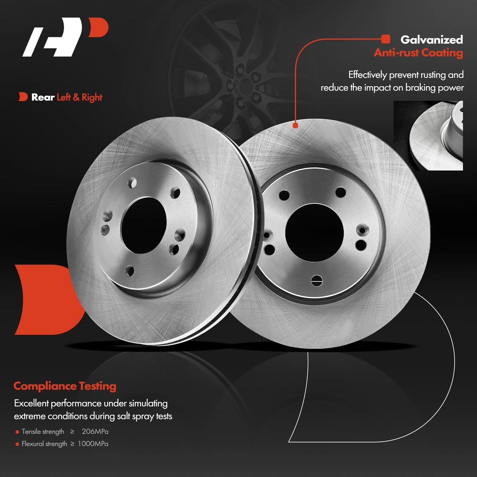 Pair of Rotors & Ceramic Pads with Calipers for Hyundai Tiburon Sonata