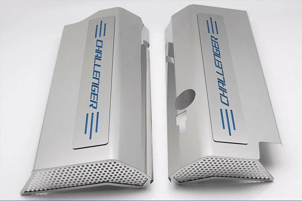 Fuel Rail Covers w/Mopar Blue Vinyl Challenger Inlay for 08-11 SRT8 w/OE Intake