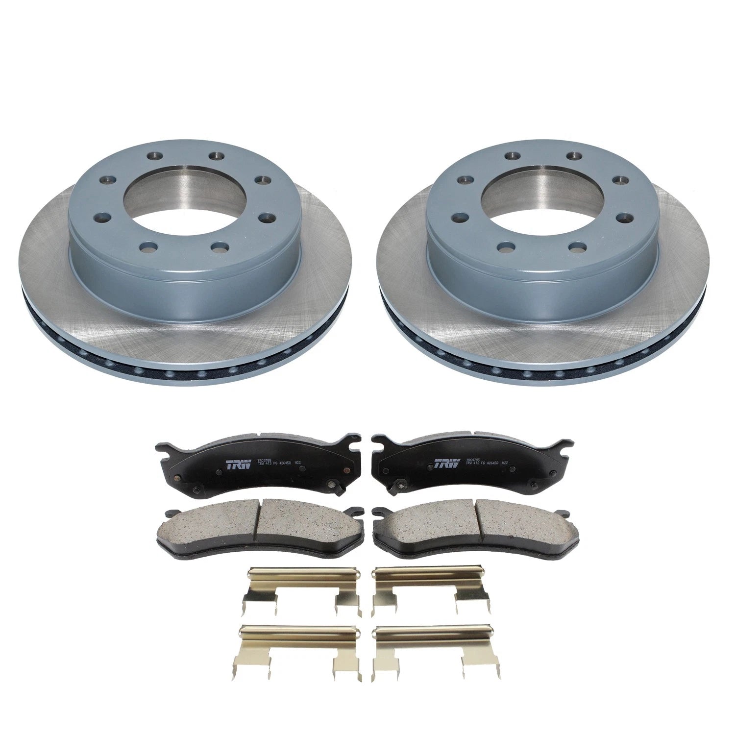 Set of 2 Rear Rotors & TRW Pro Ceramic Disc Brake Pads for Silverado Sierra 2500 (2014–2019)