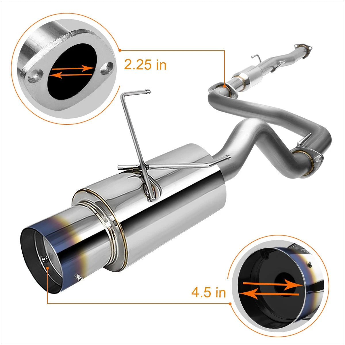 4.5" Burnt Tip Catback Exhaust System for Acura Integra GSR DC1 DC2 (1994–2001)