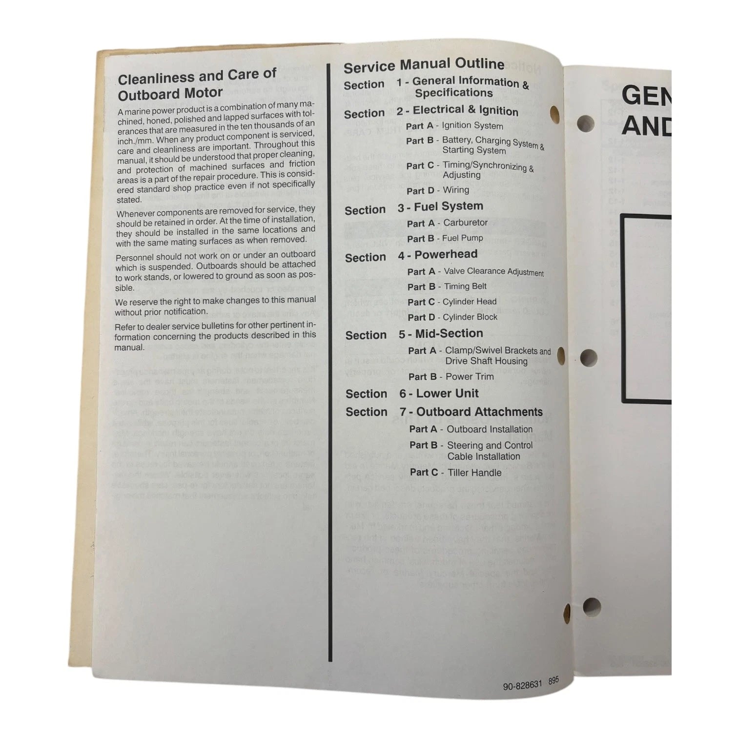 Service Manual for Mercury Mariner Outboards 90-828631 (1995)