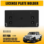 Front License Plate Mounting Bracket for Jeep Gladiator/Wrangler (2018–2023)