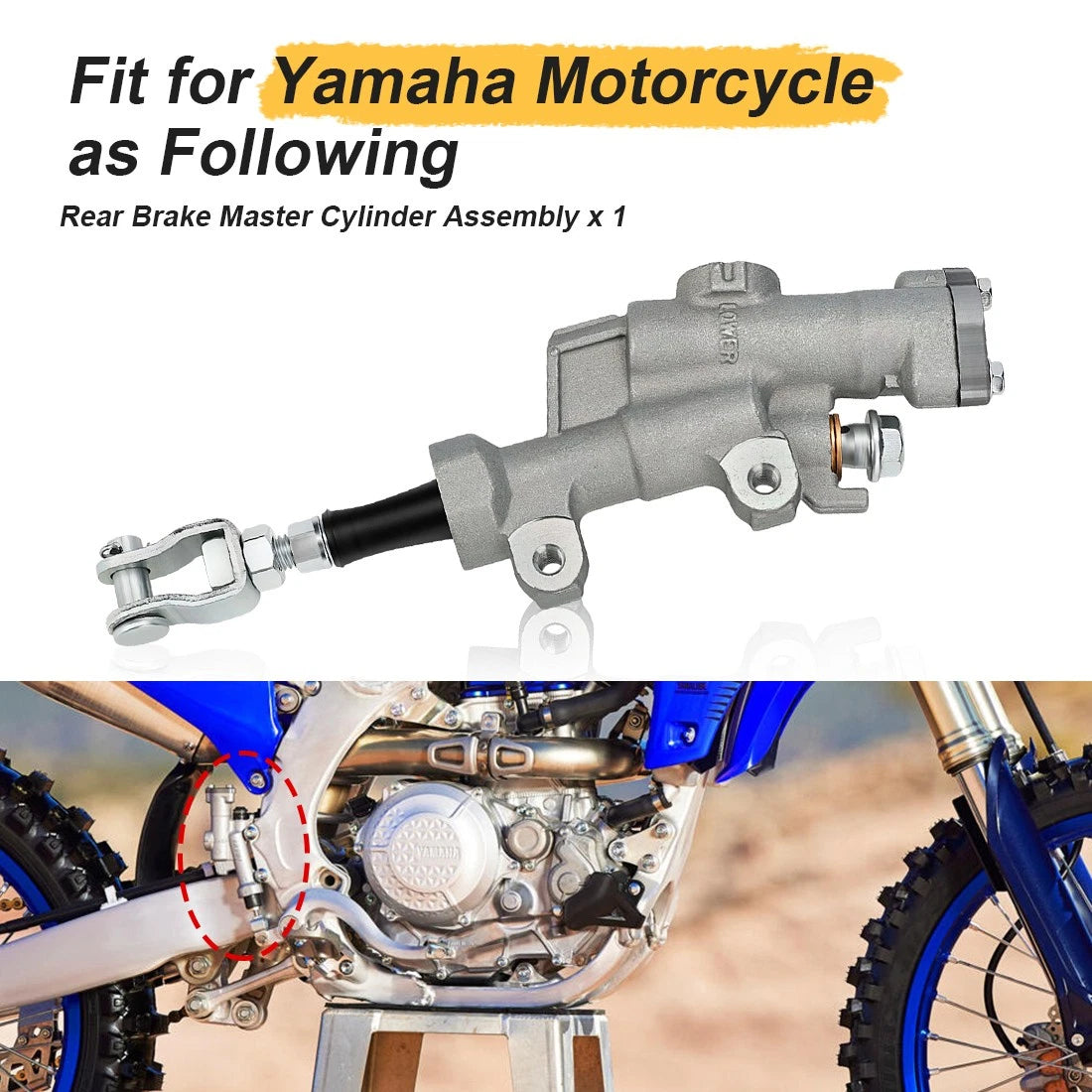 Rear Brake Master Cylinder for Yamaha YZ125 YZ250 YZ250F YZ450 YZ450F (2003–2022)