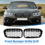 Front Upper Bumper Grille for BMW 1 Series Half Chrome Silver Tone