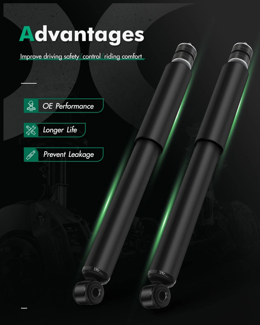 Set of 2 Rear Shocks Struts for Ford Mustang (1994–2004)