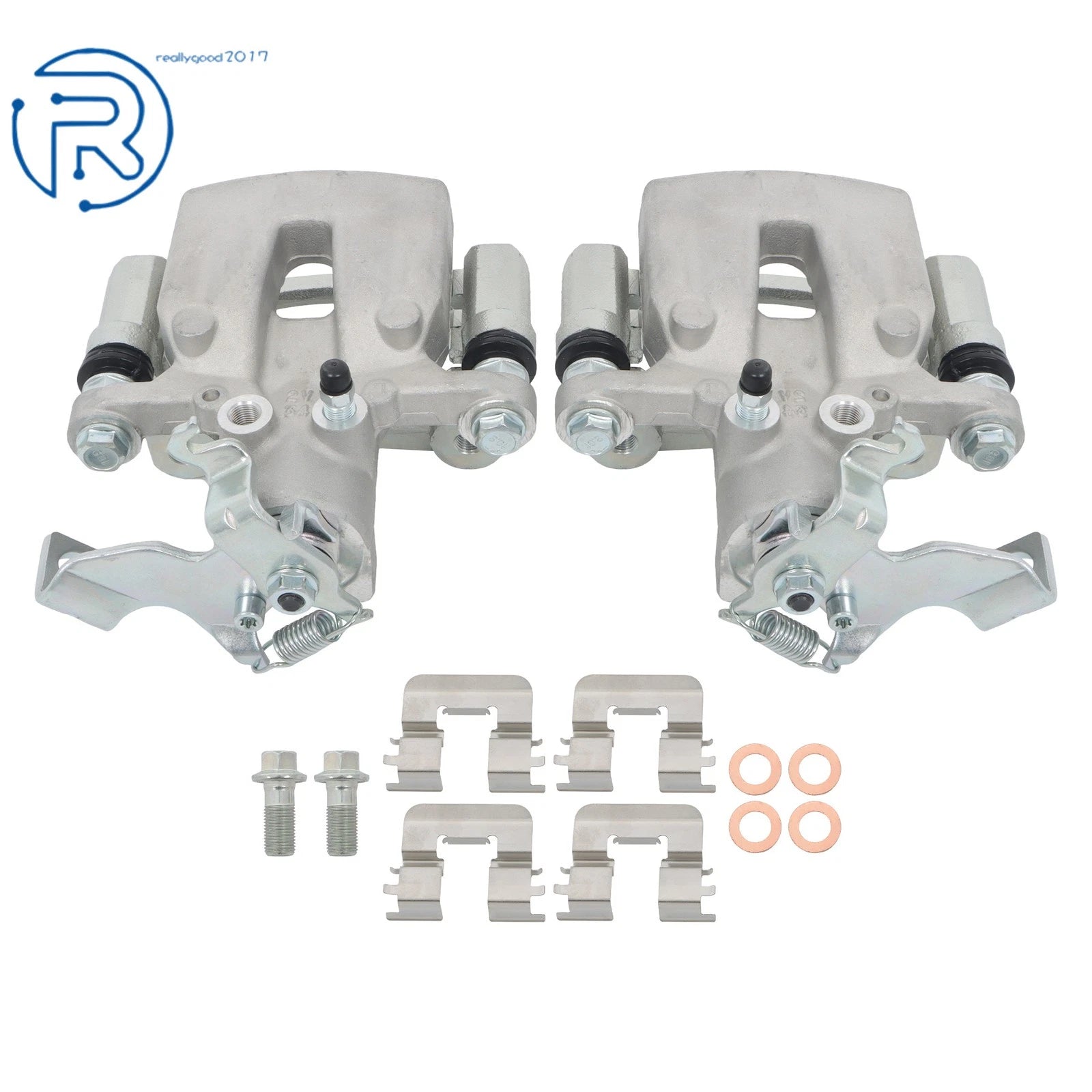 Set of 2 Rear Brake Calipers w/ Bracket for Kia Forte5 Hyundai Veloster Elantra GT