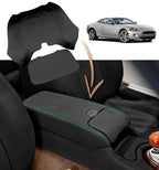 Leather Console Lid Armrest Cover for Jaguar XK XK8 XKR (1997–2006) Green Stitch