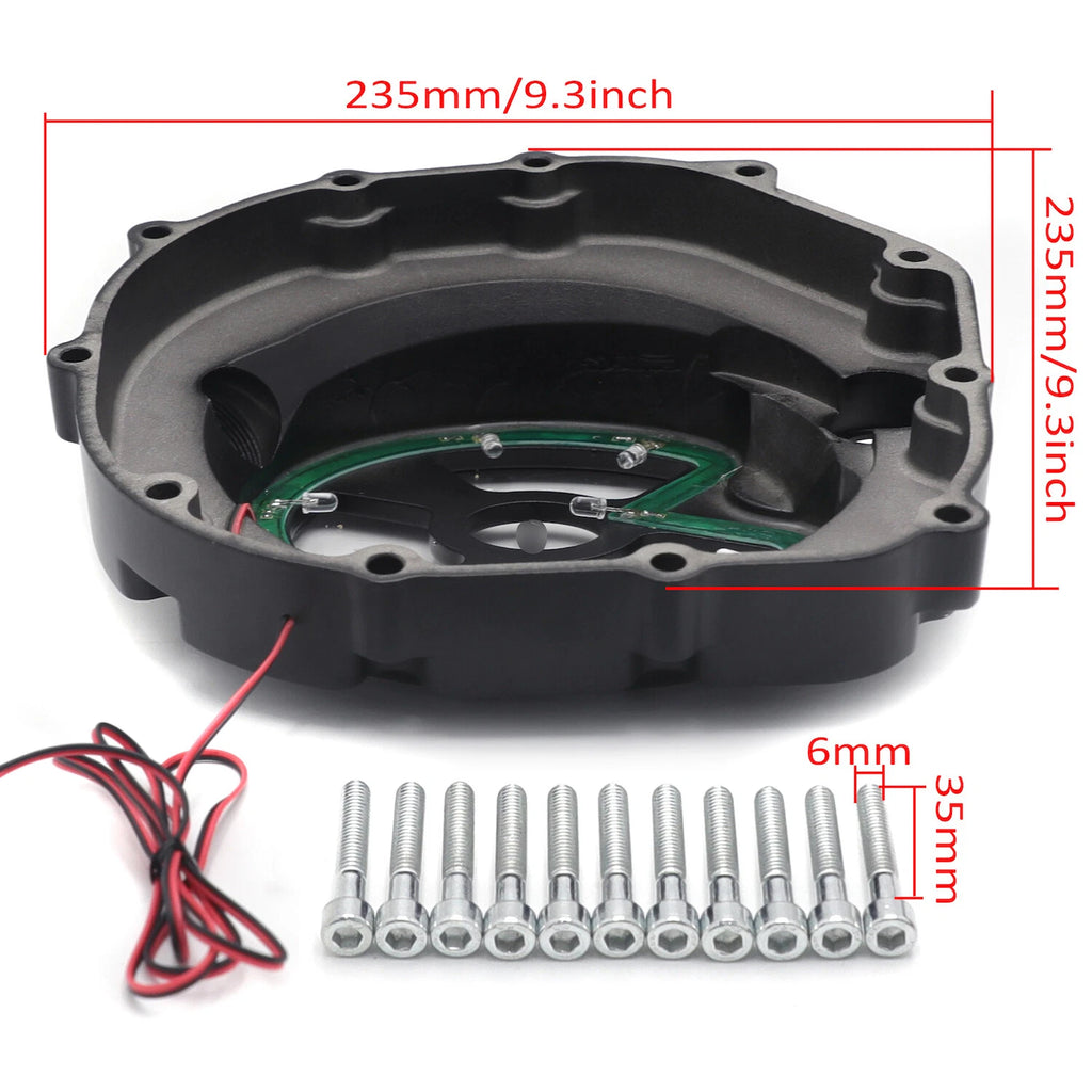 Black Clutch Cover with Green LED for Kawasaki ZX14R ZZR1400 (2006–2014)