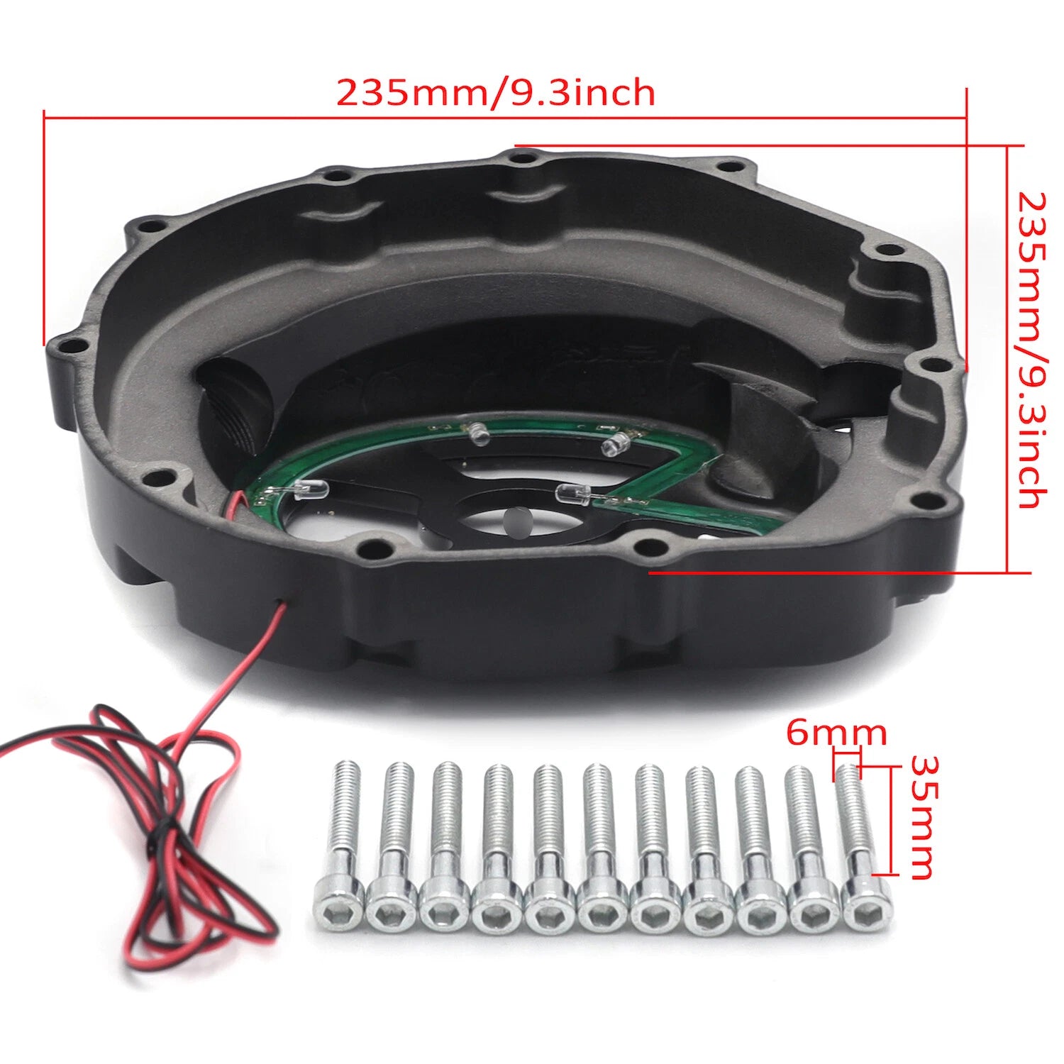 Black Clutch Cover with Green LED for Kawasaki ZX14R ZZR1400 (2006–2014)