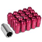 20x Open End M12x1.5 50mm Tall Pink Aluminum Lug Nuts + Adapter