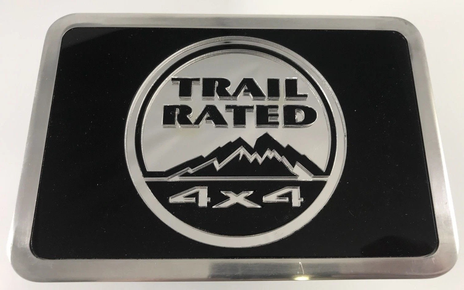 Tow Hitch Cover for Jeep Trail Rated Billet Aluminum Black Emblem (2015–2020)