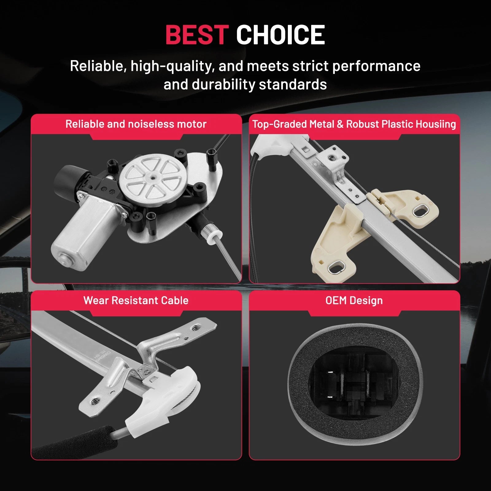 Window Regulator with Motor for Hyundai Accent (2012–2017) Front Driver