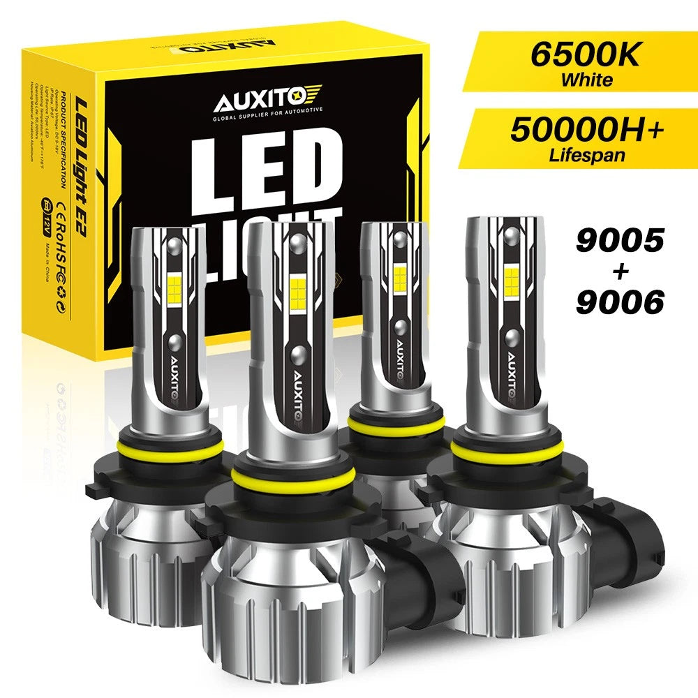 Set of 4 9005 9006 Combo LED Headlight Bulbs 6500K for High Low Beam