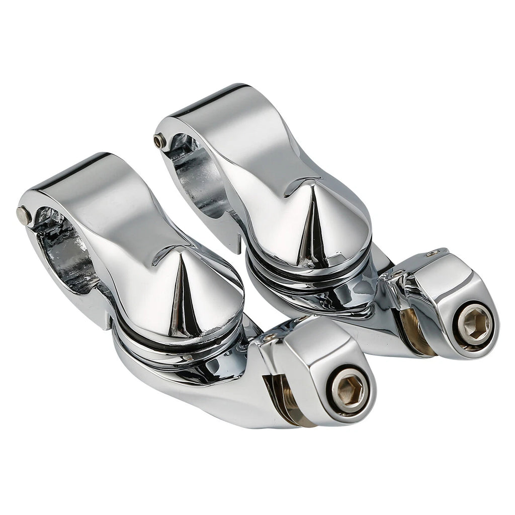 1 1/4" Chrome Short Angled Adjustable Highway Foot Peg Mount Kit for Harley