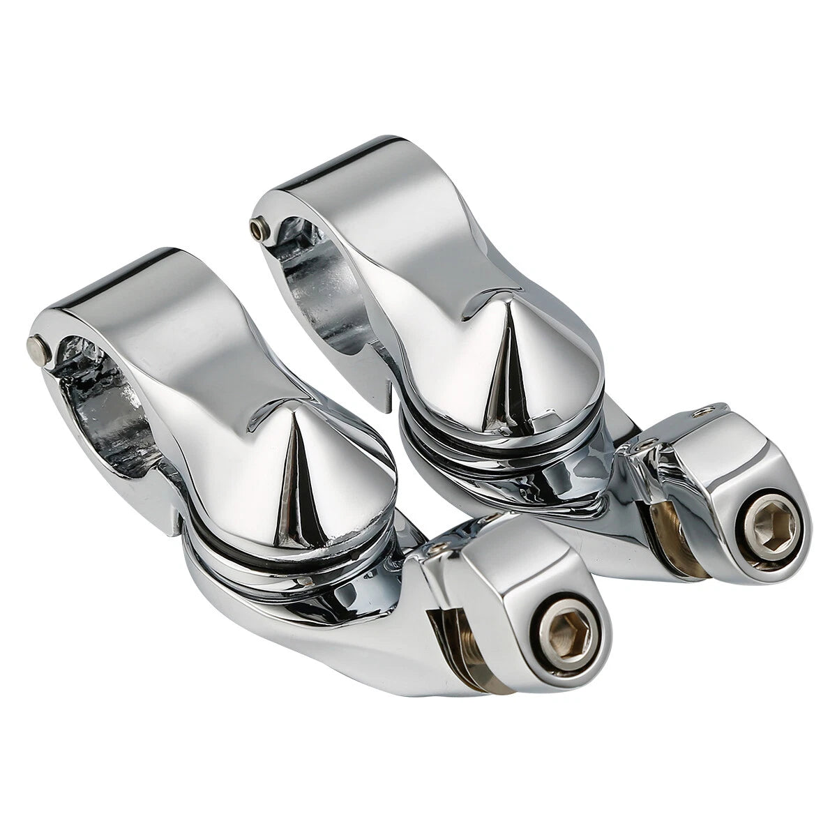 1 1/4" Chrome Short Angled Adjustable Highway Foot Peg Mount Kit for Harley