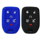 2X Silicone Key Fob Case Cover for Chevrolet Suburban (2015–2020) Black Blue
