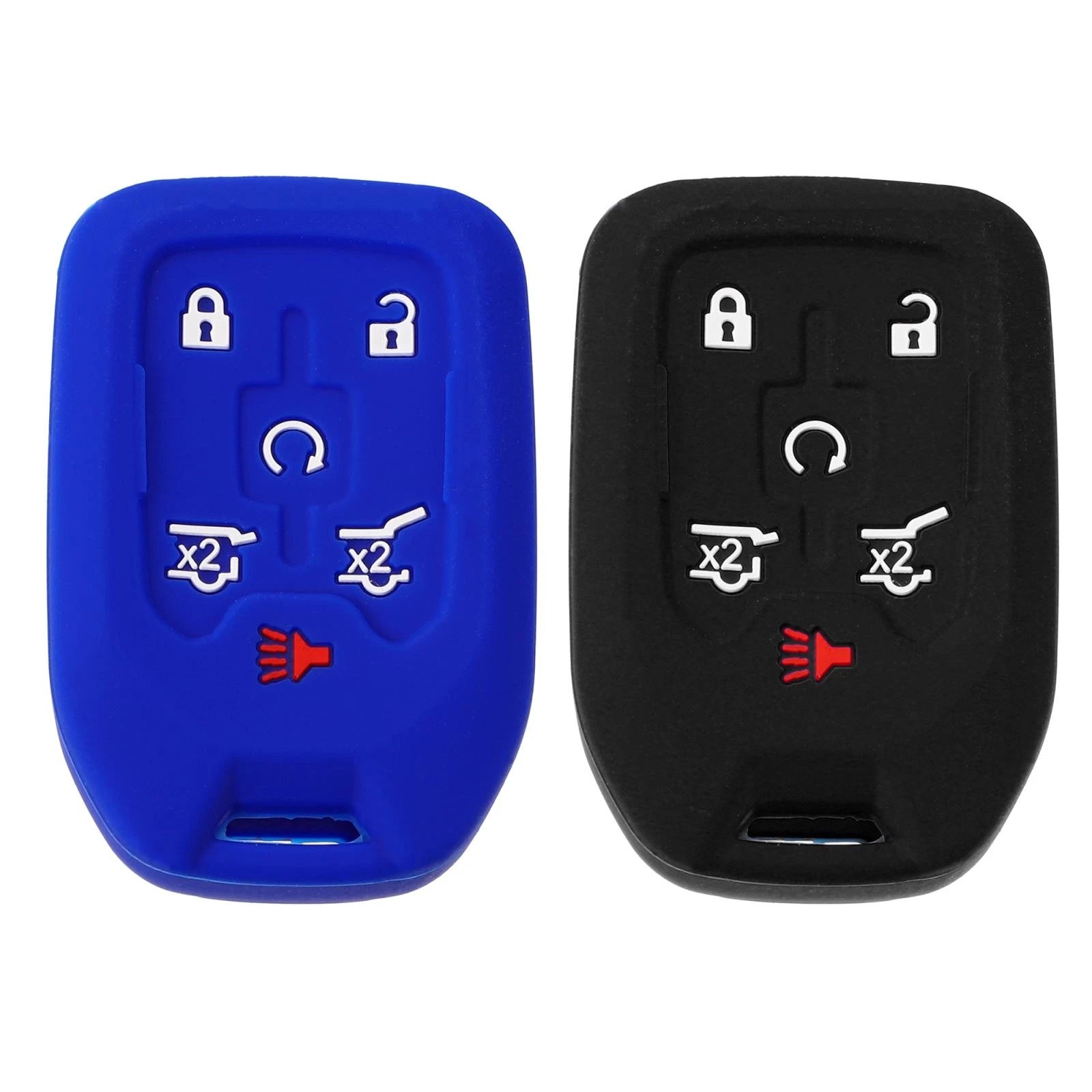 2X Silicone Key Fob Case Cover for Chevrolet Suburban (2015–2020) Black Blue