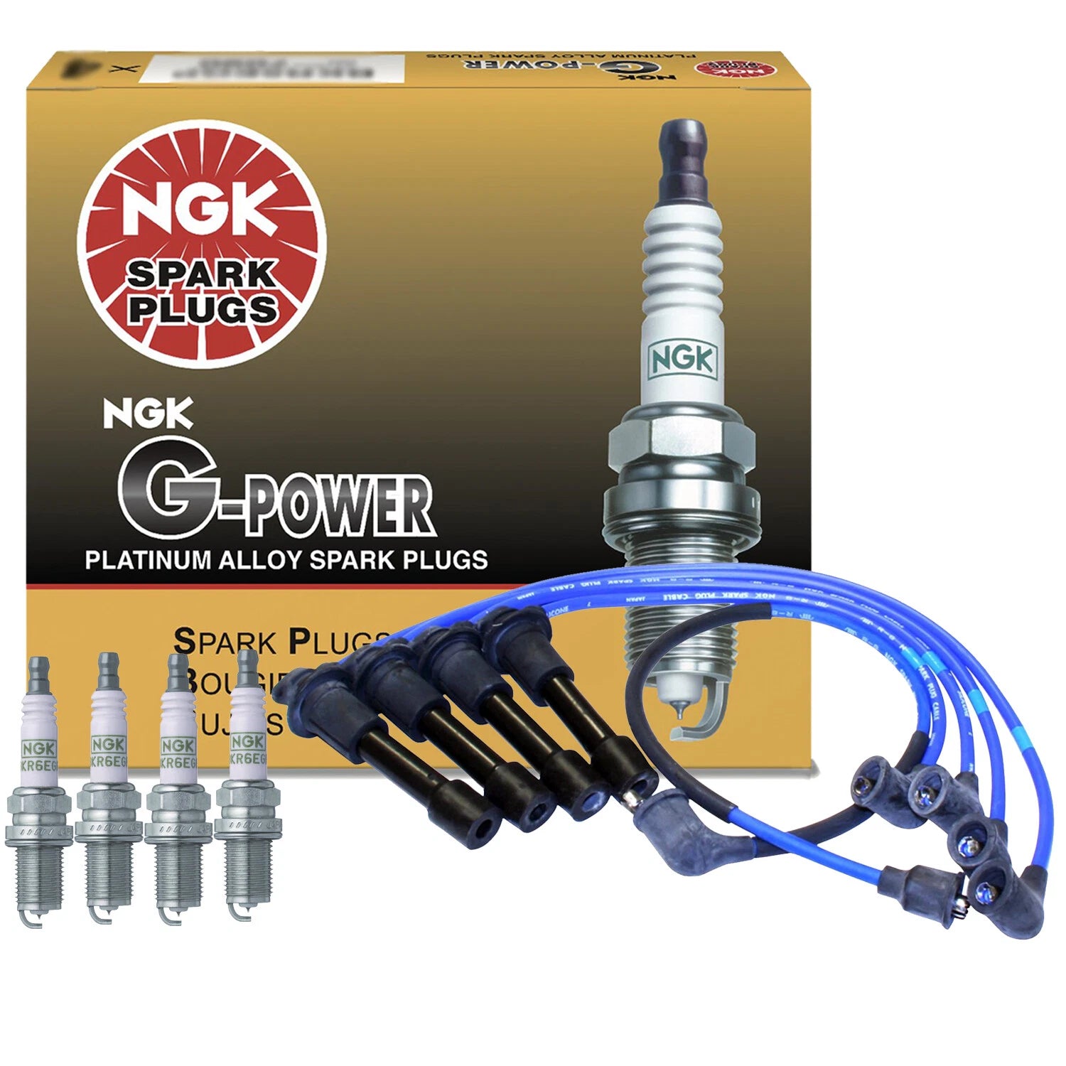 Set of 4 NGK G-Power Platinum Spark Plugs for Ford Escort Mercury Tracer
