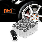 20Pc M12X1.5 Silver JDM Open End Aluminum Spline Wheel Lug Nuts + Key