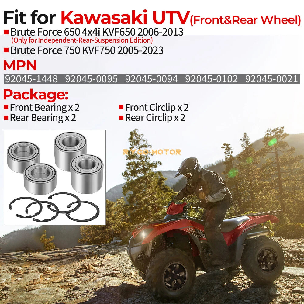 Front & Rear Wheel Bearings for Kawasaki Brute Force 650 750 (KVF650 KVF750)