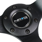 NRG 35cm Deep Dish Steering Wheel for Universal Vehicles (3" Suede, Yellow Stripe)