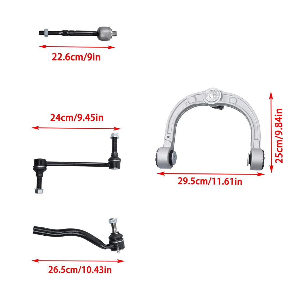 Set of 8 Control Arm Ball Joints & Outer Tie Rod Links for Mercedes Benz ML500 (2006–2007)