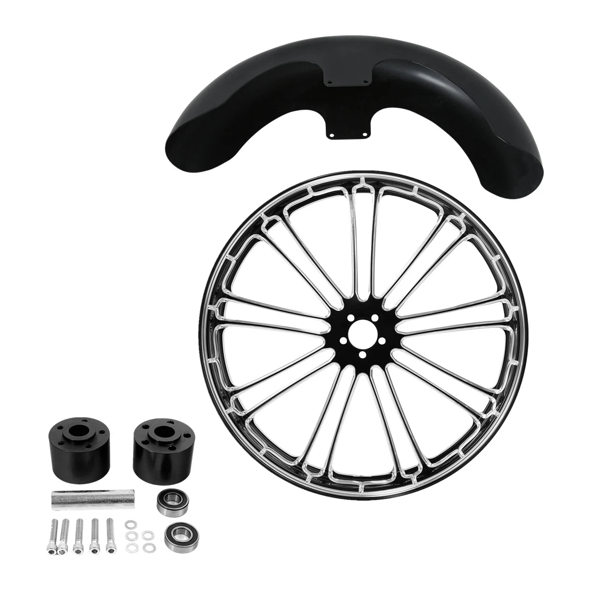 23" Front Fender & Wheel Rim Dual Disc Hub for Harley Electra Glide (2008–2023)