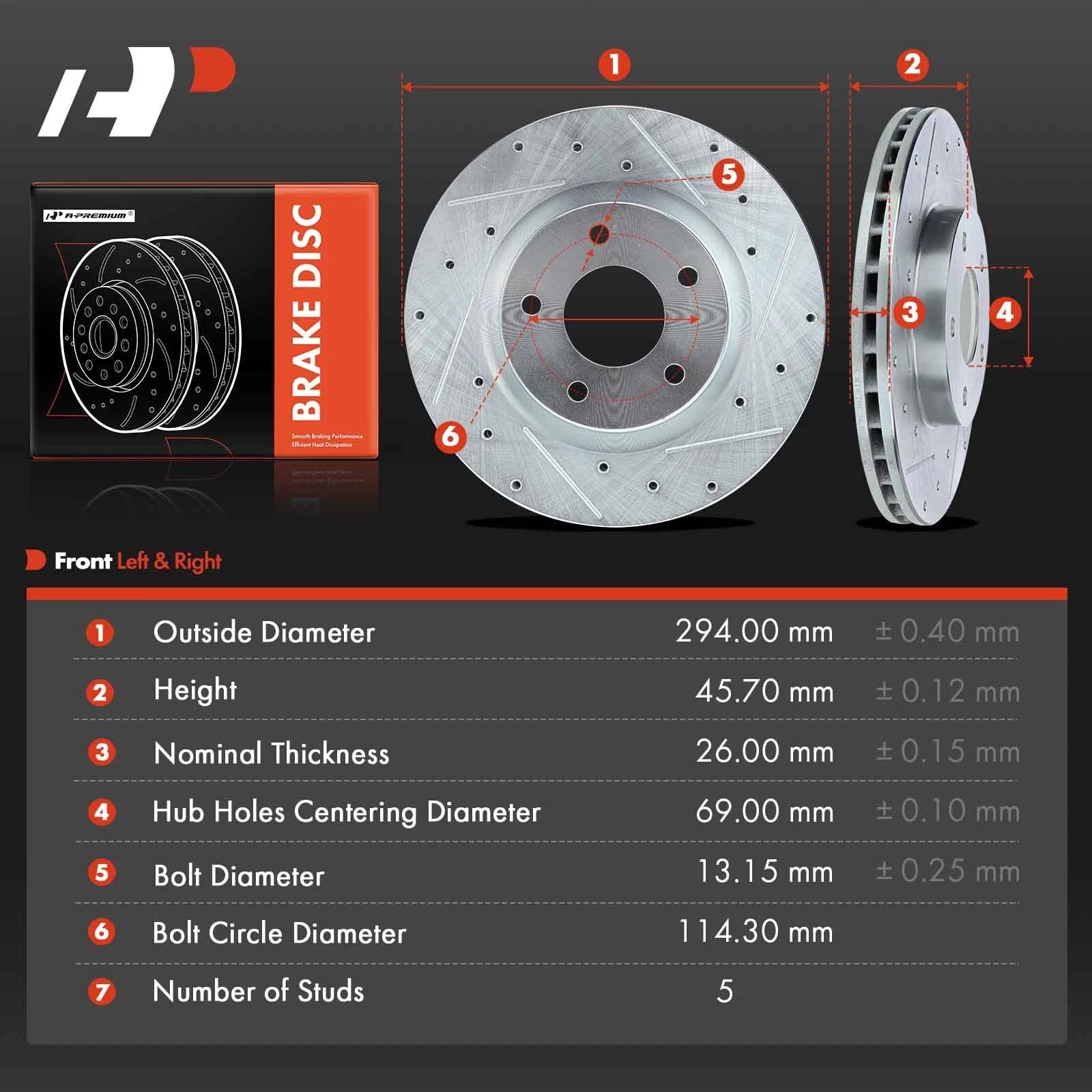 Front Side Drilled Brake Rotors for Mitsubishi Outlander Lancer Eclipse