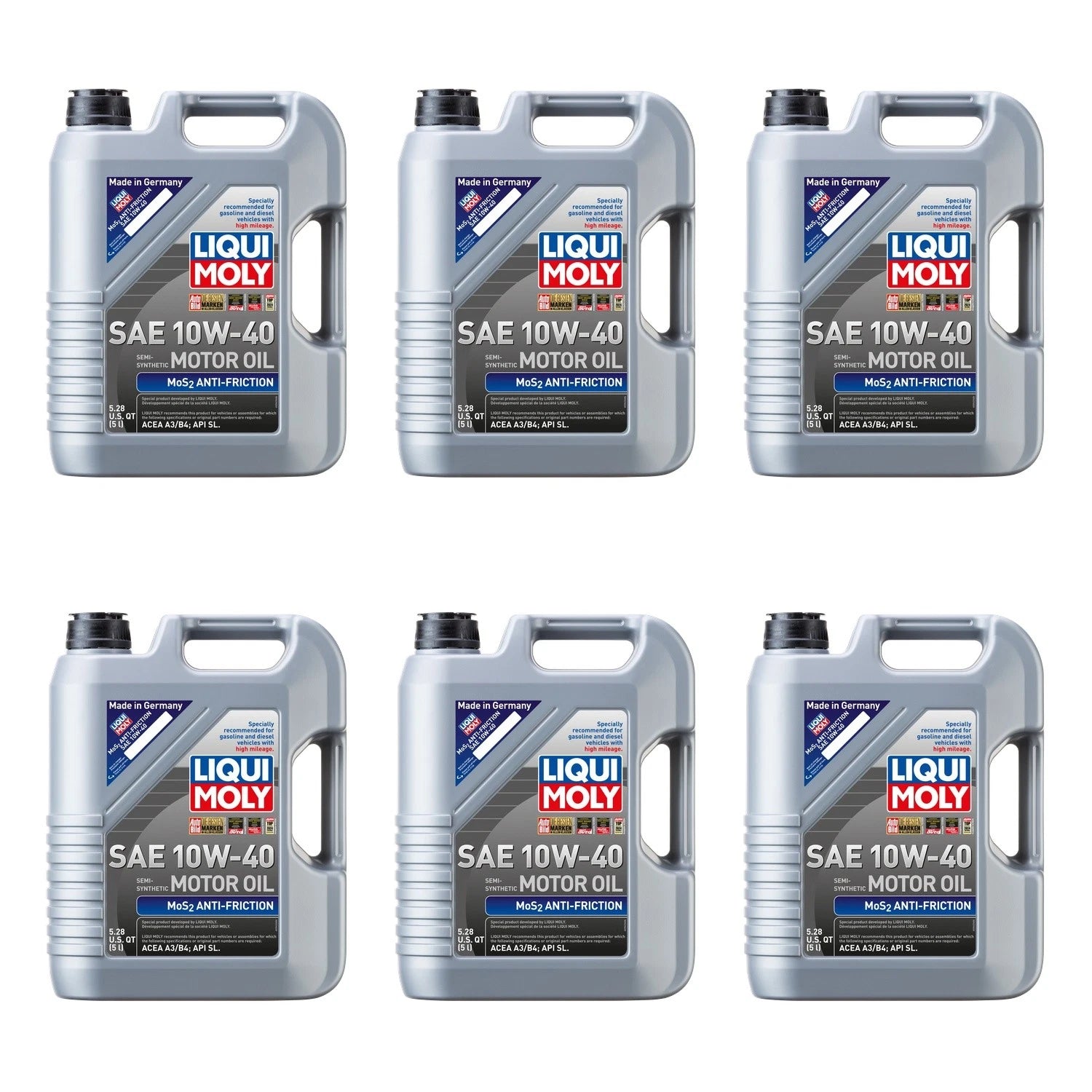 Set of 6 Liqui Moly MoS2 10W-40 Engine Motor Oil (30L)