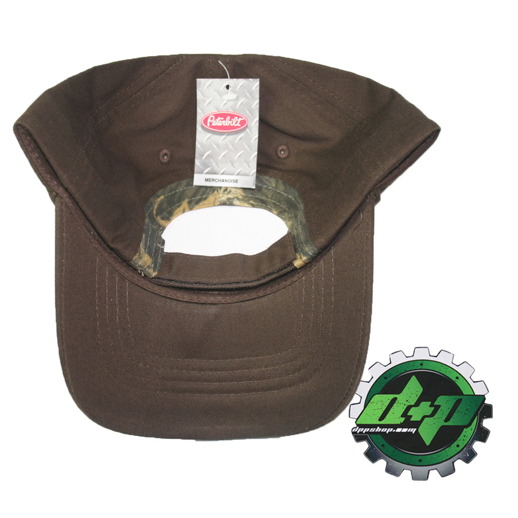 Camo Baseball Cap for Peterbilt Trucks (Trucker Hat, Leather Logo)